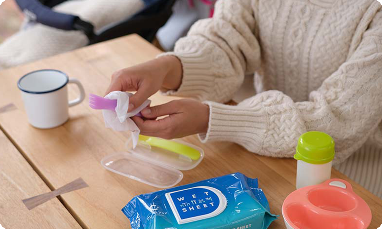 食器やカトラリーを使う前にさっとひと拭き