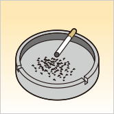灰皿、煙草の臭いに：イラスト