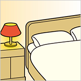 寝室に：イラスト