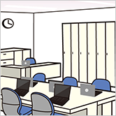オフィスで：イラスト