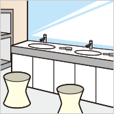 公衆浴場で：イラスト