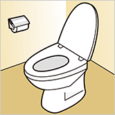 公共のトイレで：イラスト